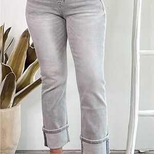 Mica Denim Vintage Gray Cuffed Straight Leg Jeans – Size 25 / 1